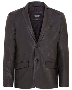 Schwarze schmale italienische Blazerjacke aus Leder für Herren - Somero