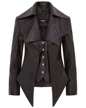 Mittellange Gothic-Lederjacke im Edwardian-Stil für Damen - Sandvika