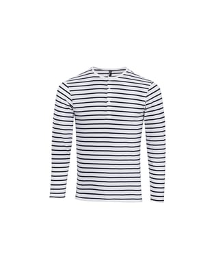 Premier Mens Long John Stripe Roll Sleeve T-Shirt (Weiß/Navy)