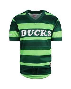 Mitchell & Ness NBA Bucks Wordmark Mesh Mens T-Shirt
