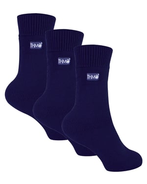 3 Paar Multipack Kinder Thermosocken | THMO | Gerippte weiche Top Fleece flauschige innere warme Socken für Jungen & Mädchen - Marine