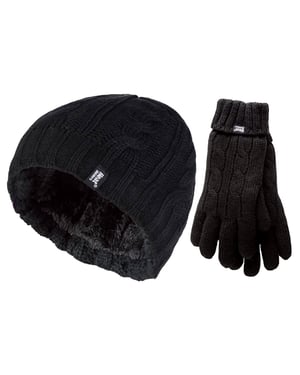 Heat Holders - Damen Mütze & Handschuhe Set für den Winter - Schwarz