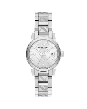 Burberry BU9144 Silber Check gestempelt Zifferblatt Damenuhr