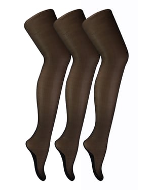 Sock Snob - Womens Vintage Seamed Tights | 3 Paar Multipack | 40 Denier Knee High Ultra Sheen Tights mit Line Up the Back - Black / Black