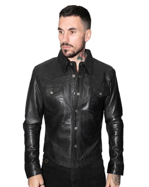 Herren Retro-Lederhemd-Jeansjacke-Peking