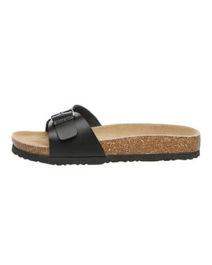 EVER AU Damen Swan Leder Easy Slip-On Sandalen - Schwarzes Leder