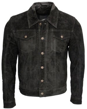 Trucker-Jeansjacke aus Ziegenwildleder