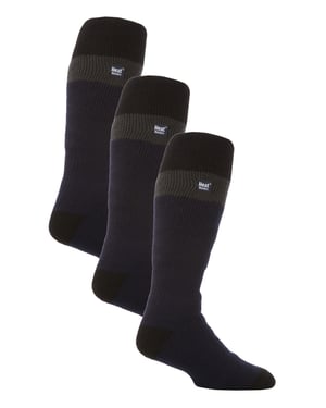 Thermische gestreifte Skisocken für Männer | Hochwertige Wärmespeicher Extra lange Socken - Navy / Schwarz