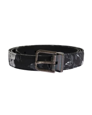 Dolce & Gabbana - Ceinture en cuir de lin noir Caïman pour homme