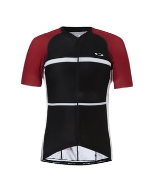 Oakley Kurzarm Zip Up Black Red Mens Cycling T-Shirt 434144 465