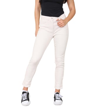 M&Co Damen-Mom-Jeans mit hohem Bund und schmal zulaufendem, geradem Bein in Beige