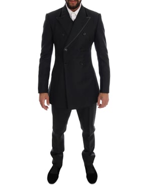 Dolce & Gabbana - Costume 3 pièces en laine grise à double boutonnage pour homme