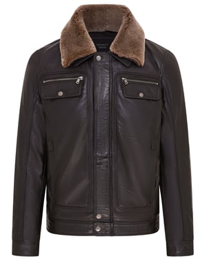 Schwarzes Trucker-Shirt aus Leder für Herren - Tornio