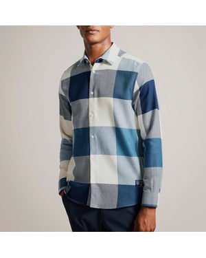 Chemise Neetly Long Sleeve Scale Check Ted Baker Pour Homme en Bleu