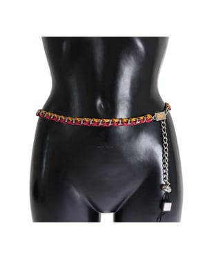 Dolce & Gabbana Damengürtel aus Leder rot gelb Kristall