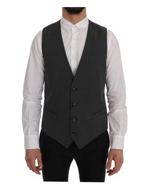Dolce & Gabbana - Gilet rayé en coton gris STAFF pour homme