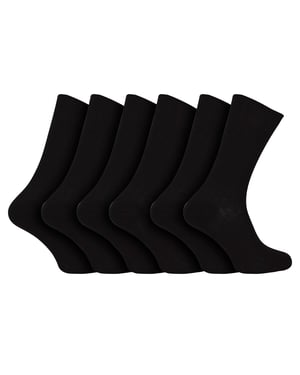 100% ägyptische Baumwolle Socken für Männer | 6 Paar | gerippte nahtlose schwarze Socken in 3 Größen erhältlich - Schwarz