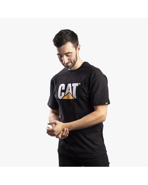 CAT MARKENLOGO Herren Baumwoll-T-Shirt Schwarz