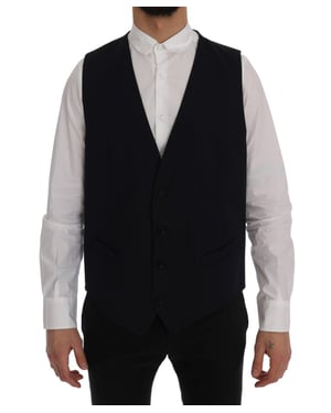 Dolce & Gabbana Gilet aus stretchiger Wolle, Modell STAFF - Blau