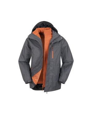 Mountain Warehouse Herren Bracken Extreme 3 in 1 Wasserdichte Jacke (Grau)