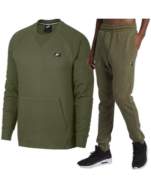 Nike Sportswear Optic Herren-Fleece-Crew-Trainingsanzug in Olivgrün