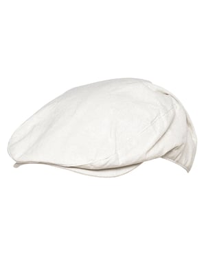 Flache Herrenmütze aus Leinen in Creme & Denim - Creme