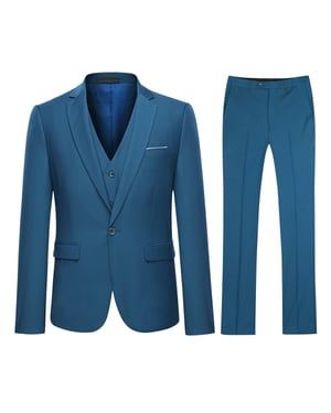 Königsblauer 3-teiliger Slim Fit-Anzug