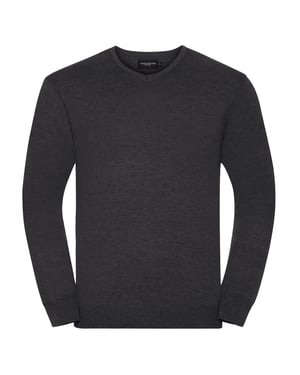 Russell Collection Herren V-Ausschnitt gestrickt Pullover Sweatshirt (Charcoal Marl)