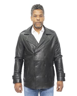Herren-Leder-Peacoat-Amara