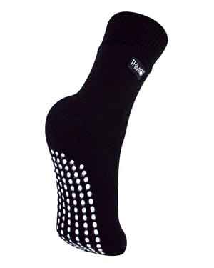 Kids Indoor Slipper Socken mit Greifern | THMO | Thick & Warm Comfort Loose Top Non Slip Thermal Socks - Black