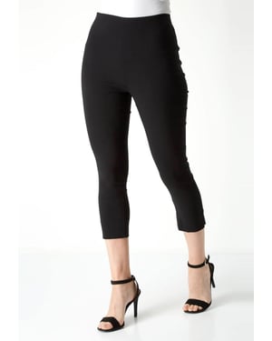 M&CO Damen Crop Stretch-Hose in Schwarz