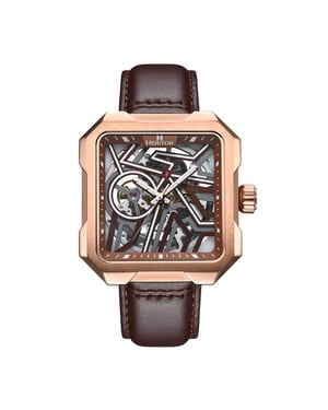 Montre squelette automatique Campbell avec bracelet en cuir Heritor