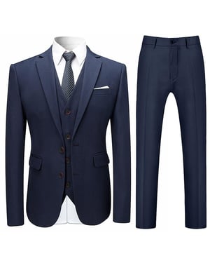 3-teiliger Slim Fit-Anzug für Herren in Marineblau