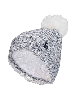 Damen Fleece gefüttert Cuffed Thermal Winter Bommelmütze mit Pom Pom