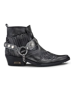Herren-Stiefeletten aus grauem Winklepicker-Cowboyleder aus Schlangenleder