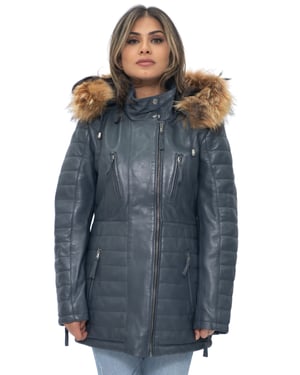 Gesteppte Damen-Parkajacke aus Leder – Curitiba