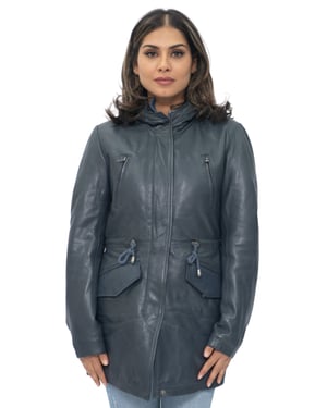 Damen-Parkajacke aus Leder mit Kapuze – Bukarest