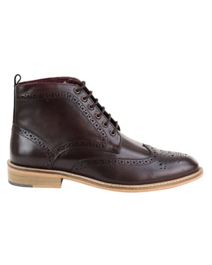 Klassische Oxford-Brogue-Stiefeletten für Herren aus braunem Leder