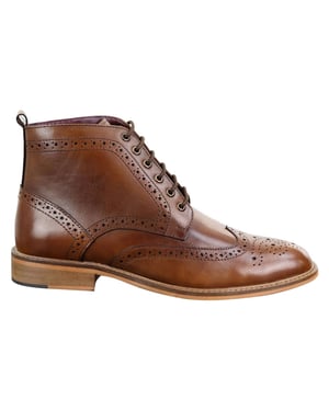 Klassische Oxford-Brogue-Stiefeletten für Herren aus hellbraunem Leder