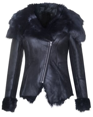 Damen Toscana Schaffell-Bikerjacke-Apopa