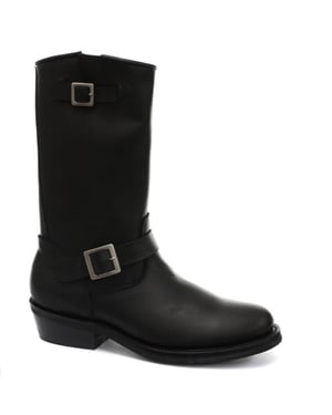 Grinders Unisex Schwarze Western-Lederstiefel mit glatter Sohle-Rebel
