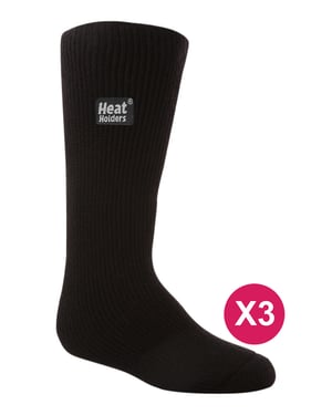 Kinder Thermosocken für den Winter | 3 Paar Mutlipack | Wärmehalter | Kniestrümpfe | Gummistiefel | Wandern - Schwarz