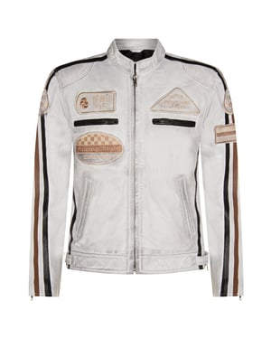 Leder-Racing-Biker-Motorradjacke mit Reißverschluss