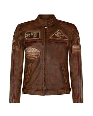 Leder-Racing-Biker-Motorradjacke mit Reißverschluss