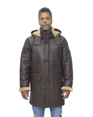 Herren-Dufflecoat aus Schafsleder mit Kapuze – Hanko