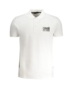 Cavalli Class Bold Logo Weißes Poloshirt
