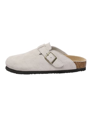 EVER AU Damen Pintail Leder Komfort Clog Sandalen - Taupe Wildleder