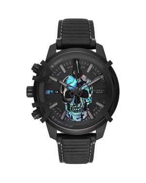 Diesel DZ4576 Griffed Chronograph Schwarz Leder Uhr