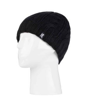 Thermische Fleece-gefütterte Damen-Wintermütze mit Zopfmuster