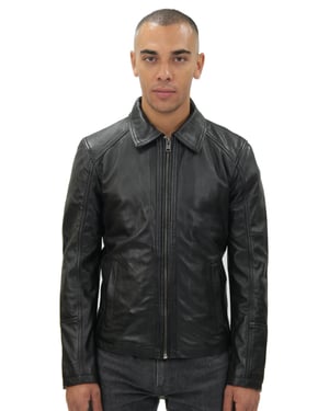 Smarte klassische Harrington-Lederjacke für Herren – New York